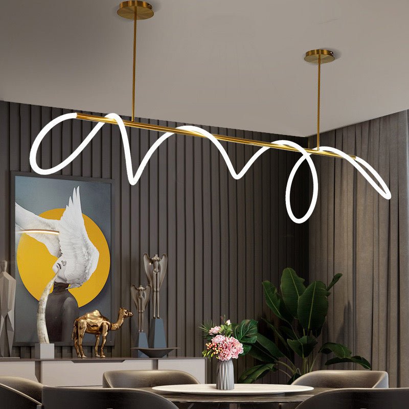 Wavy LED strips dining chandelier