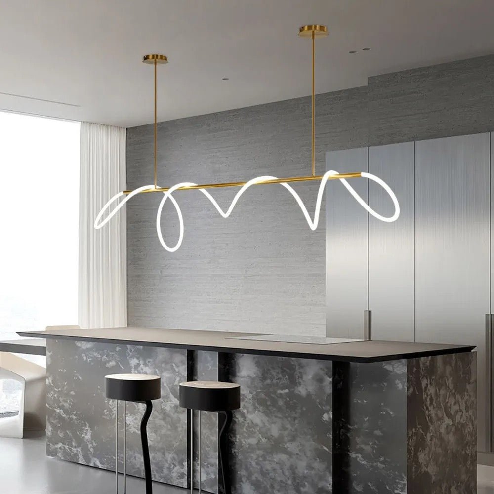 Wavy LED strips dining chandelier