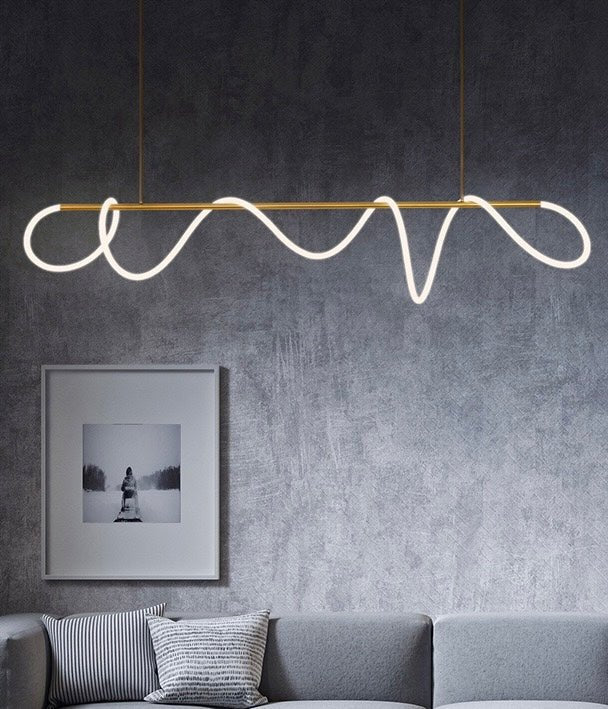 Wavy LED strips dining chandelier