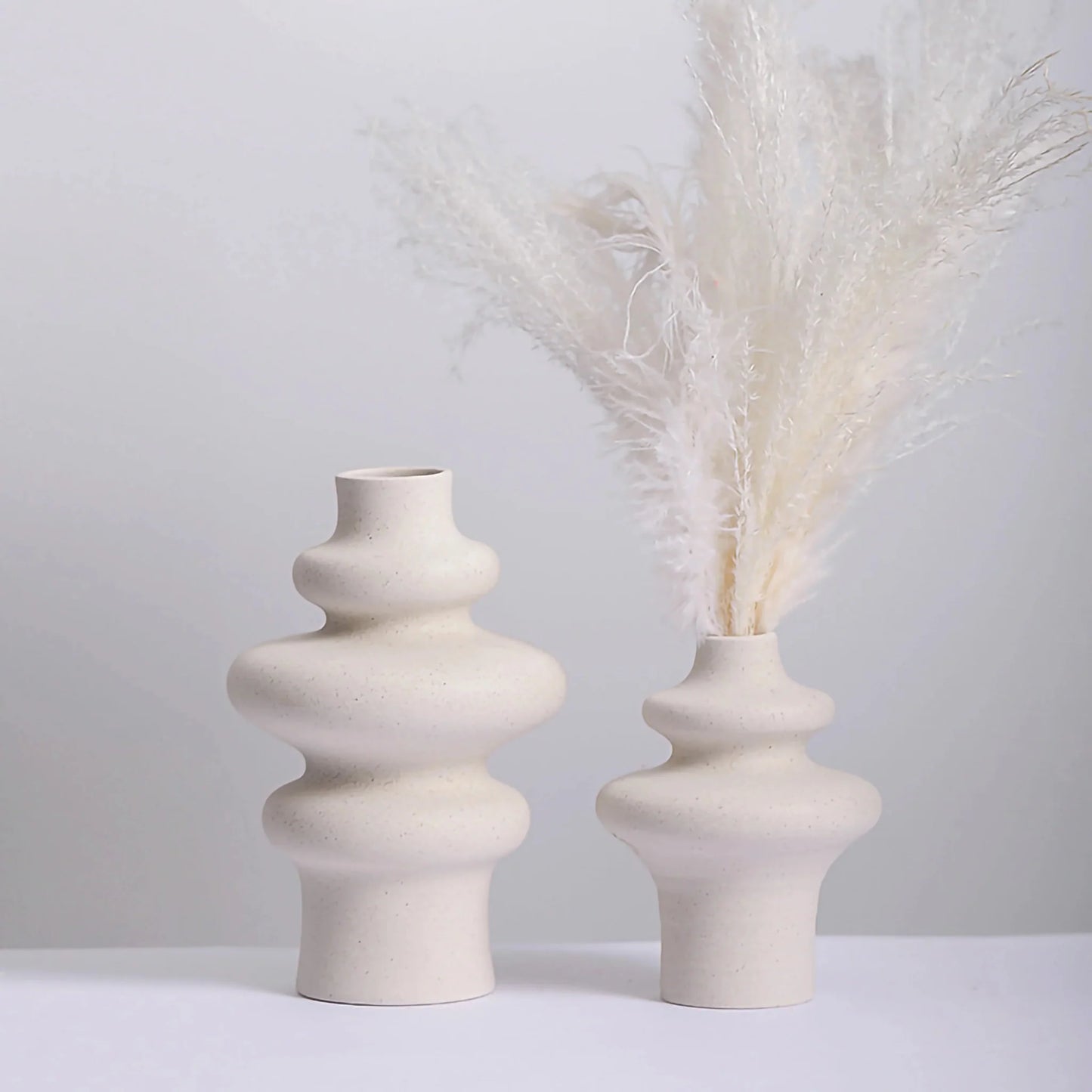 Wavy ruffle ceramic vases set ( 2 vases )