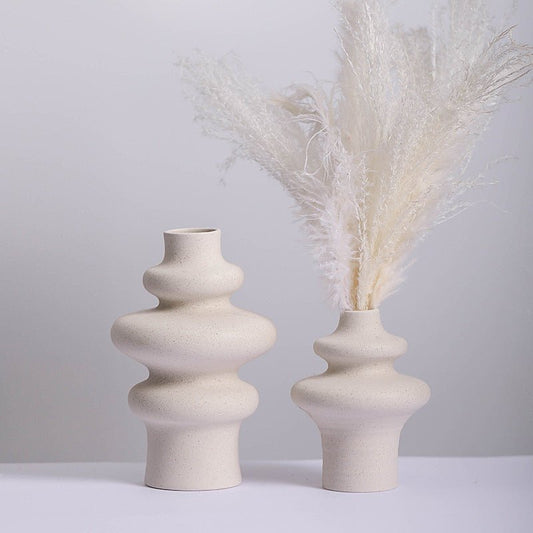 Wavy ruffle ceramic vases set ( 2 vases )