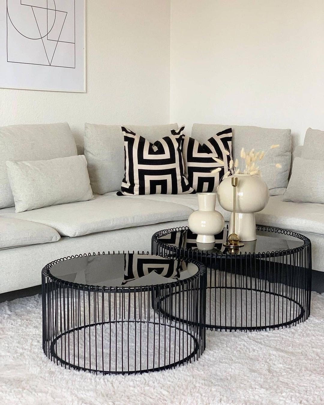 Wire black Coffee table set