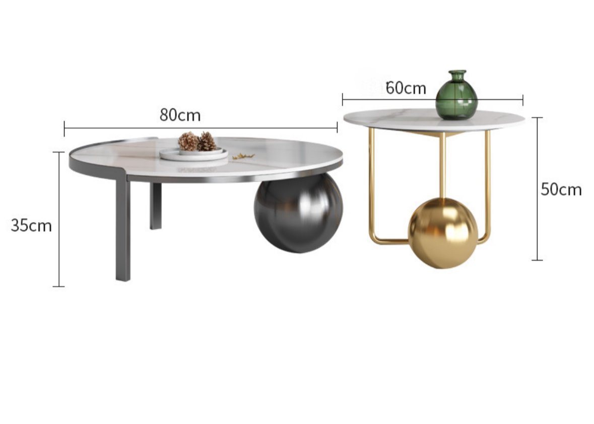 ZU luxury black and gold coffee table set